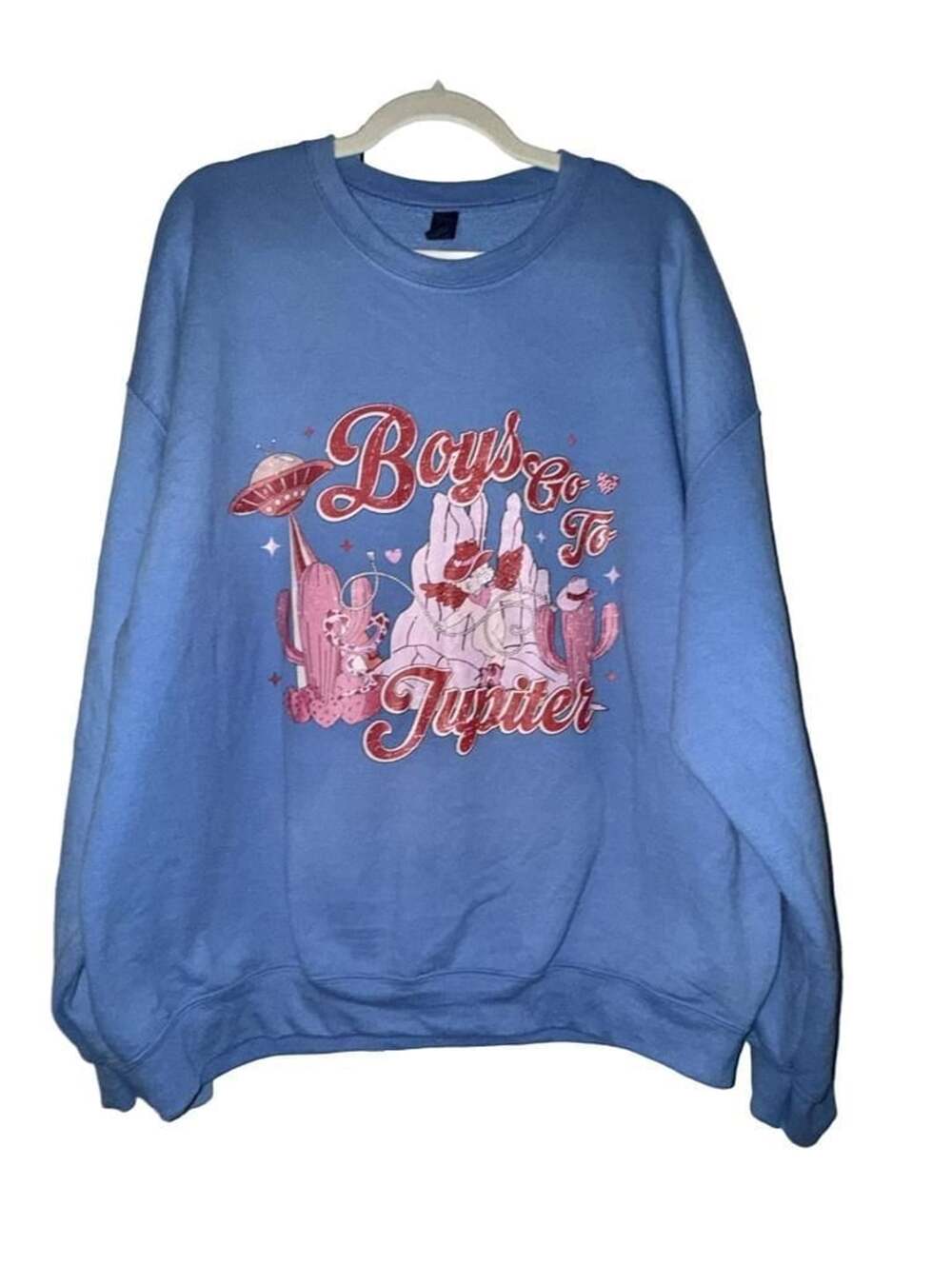 Custom Boys Go To Jupiter Sweatshirt Size XL Blue Graphic Crewneck